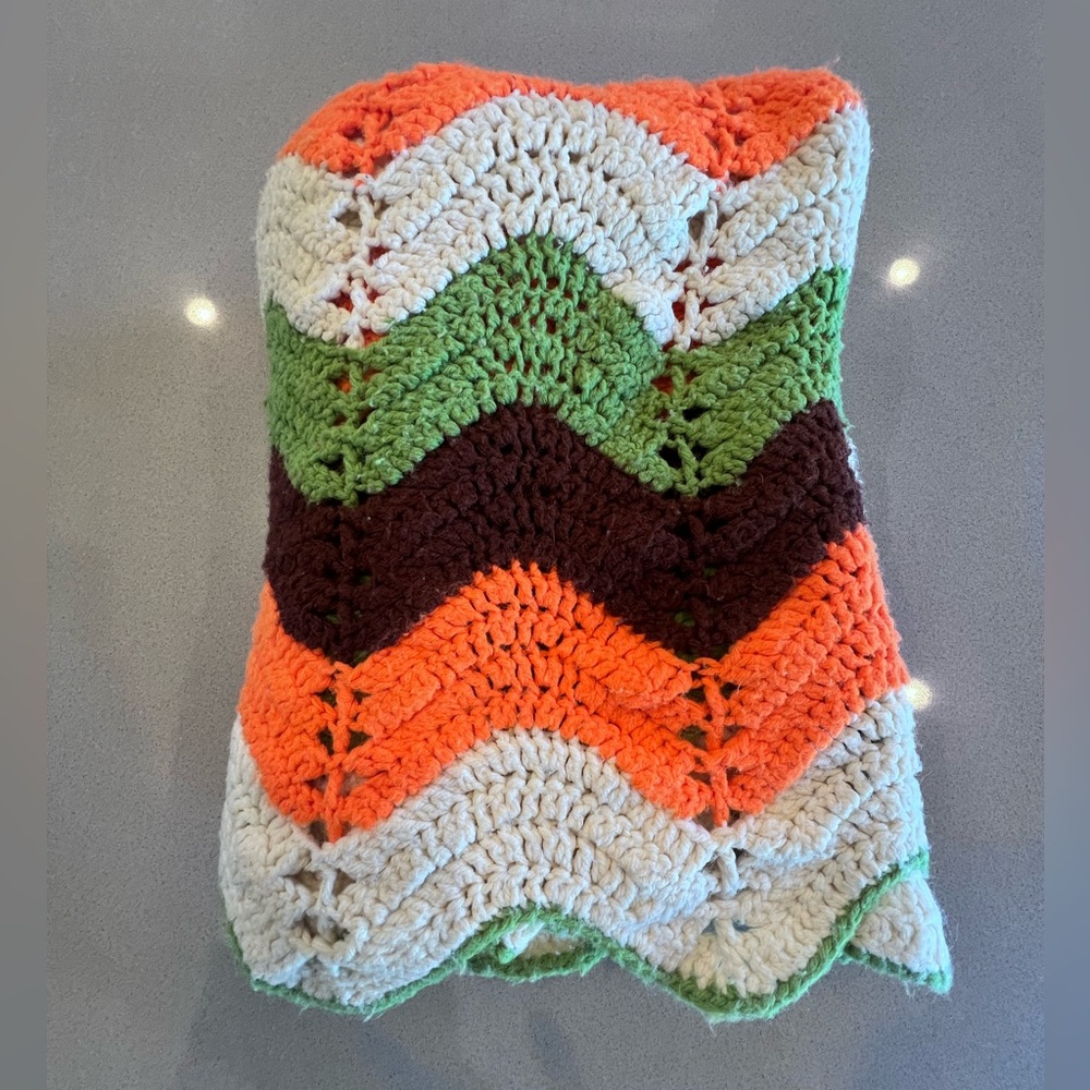Vintage Handmade Crochet Afghan Approximately 65”x49” 70’s Boho Vibe